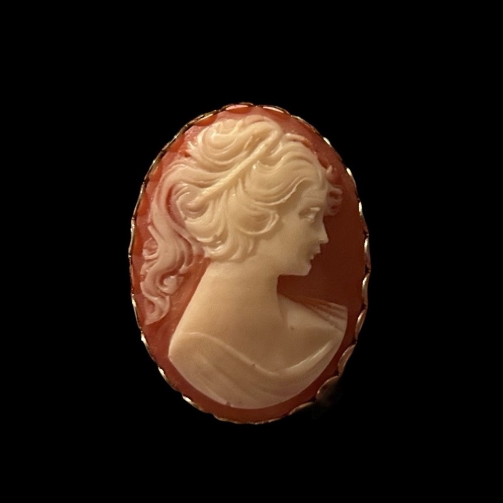 Vintage Gold Tone Resin Cameo Brooch. Victorian Inspired. - Picture 7 of 7